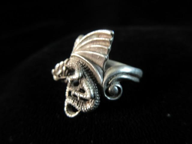 Flying Dragon Themed Sterling Silver Ring