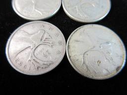 Lot of Four Canada Silver Quarters