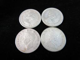 Lot of Four Canada Silver Quarters