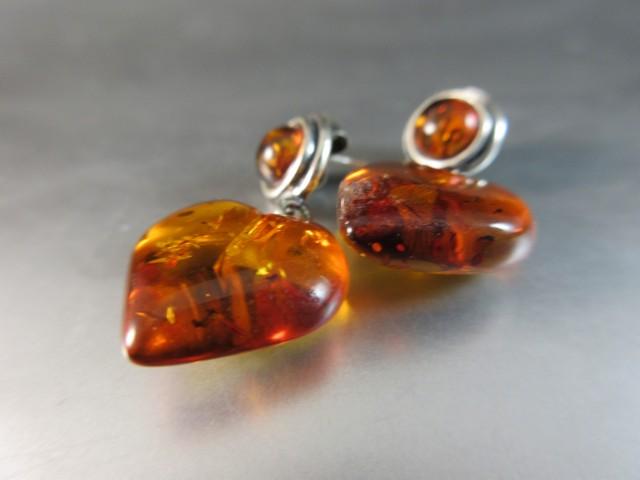 Genuine Amber Sterling Silver Earrings