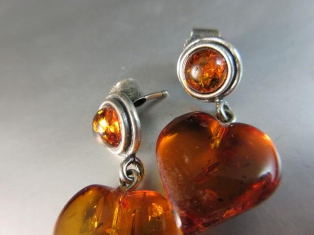 Genuine Amber Sterling Silver Earrings