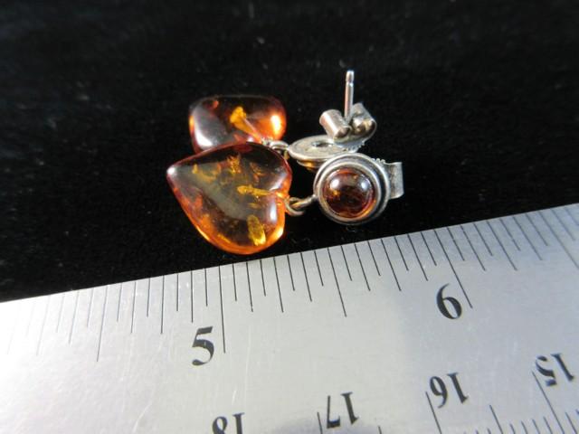 Genuine Amber Sterling Silver Earrings