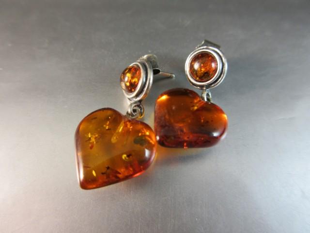 Genuine Amber Sterling Silver Earrings