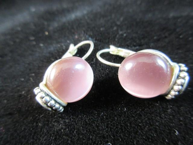 Pink Linde Stone Sterling Silver Earrings
