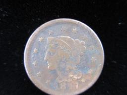 1847 One Cent Copper Coin