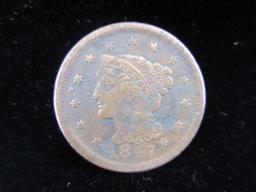 1847 One Cent Copper Coin