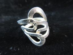 Signed Sterling Silver Modern Style Ring