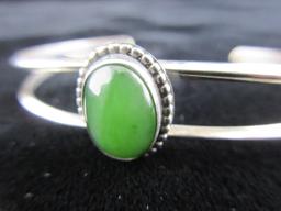 Green Center Stone Sterling Silver Cuff Bracelet