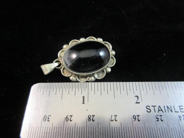 Large Black onyx Stone Sterling Silver Pendant