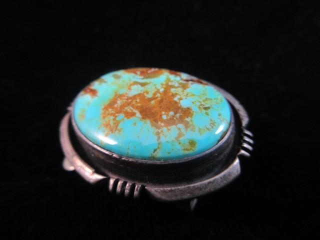 Large Turquoise Stone Sterling Silver Bolo Tie