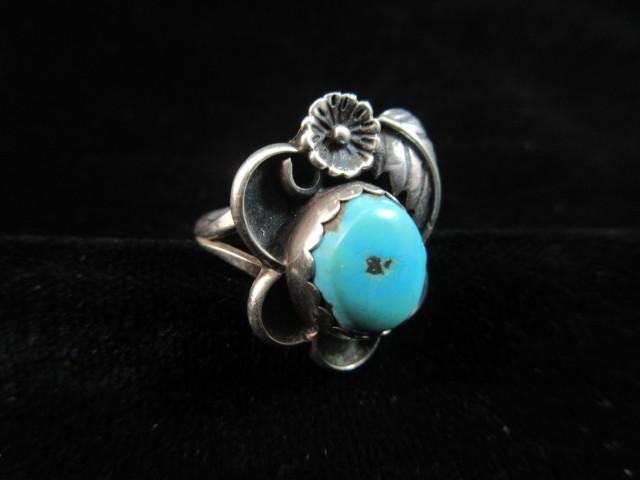 SG Sterling Silver Native American Turquoise Stone Ring