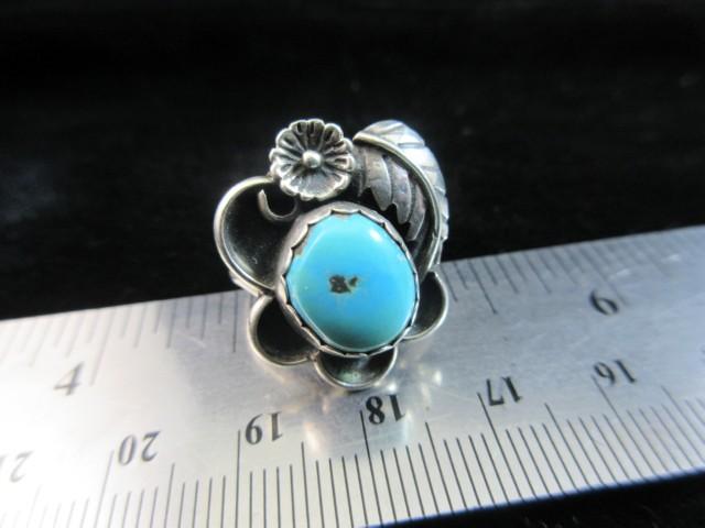 SG Sterling Silver Native American Turquoise Stone Ring
