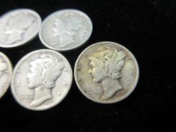 Lot of Five Mercury Dimes as Shown