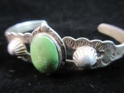 Vintage Sterling Silver Turquoise Stone Cuff Bracelet