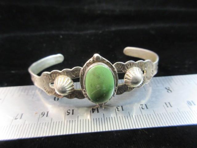 Vintage Sterling Silver Turquoise Stone Cuff Bracelet