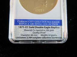 1871 CC Double Eagle Replica Gold 24k Layered Coin