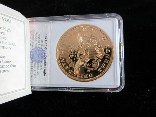 1871 CC Double Eagle Replica Gold 24k Layered Coin