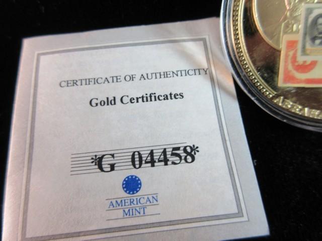 Gold Certificates 24k Layered Gold Coin