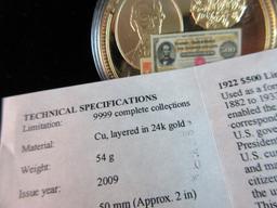 Gold Certificates 24k Layered Gold Coin