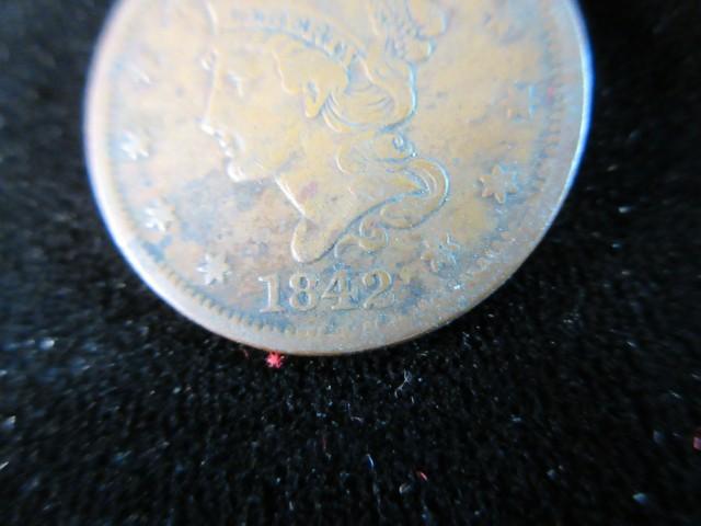 1842 Large One Cent US Coin