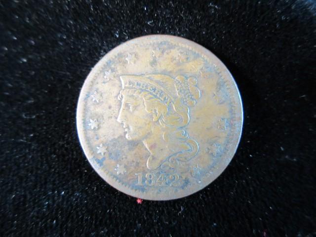 1842 Large One Cent US Coin