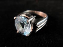 Large Blue Stone 925 Silver Ring