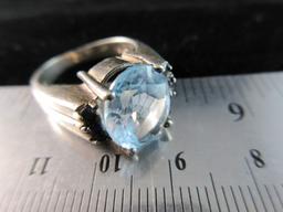 Large Blue Stone 925 Silver Ring