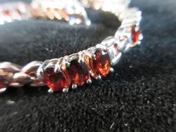 Nice Garnet Gemstone Sterling Silver Bracelet