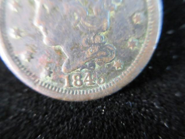 1845 Large US One Cent Coin