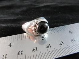 Vintage Black Onyx Stone Sterling Silver Ring