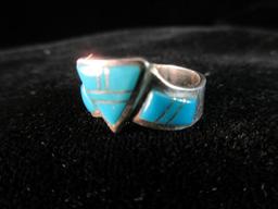 JC Sterling Silver Turquoise Stone Ring