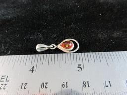 Genuine Amber Stone Sterling Silver Pendant