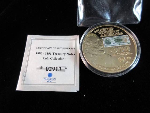 Treasury Note 24K Gold Layered Coin
