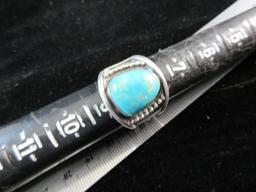 Large Old Pawn Sterling Silver Native American Turquoise Stone Ring