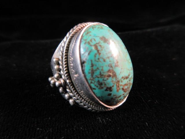 Vintage Large Turquoise Stone Sterling Silver Ring