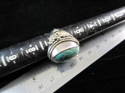 Vintage Large Turquoise Stone Sterling Silver Ring