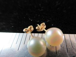 14K Yellow Gold Pearl Earrings