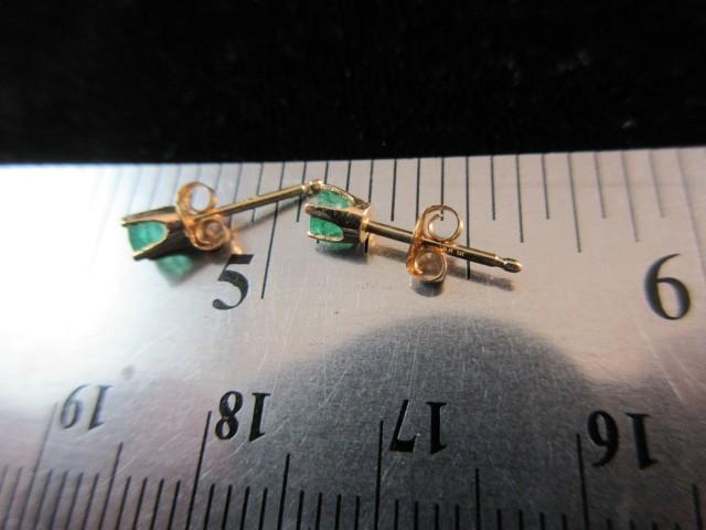 14K Yellow Gold Emerald Earrings