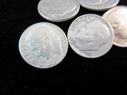 Lot of Five Silver Dimes