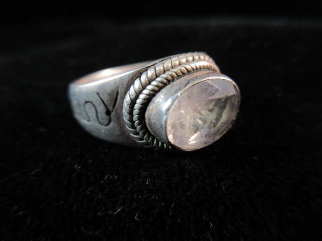 Sterling Silver Vintage Blue Quartz Gemstone Ring