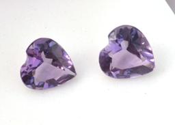 1.90 Carat Matched Pair of Fine Amethyst Hearts