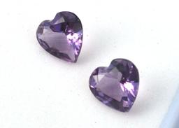 1.90 Carat Matched Pair of Fine Amethyst Hearts