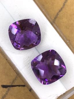 Amethyst Cushion Cut Matched Set 3.71ct