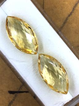 Matched Pair of Marquise Cut Citrine 9.02 ct