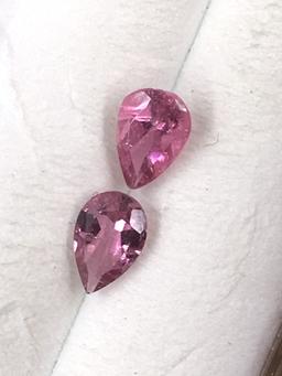 Pink Tourmaline Teardrop Matched Pair 0.7 ct