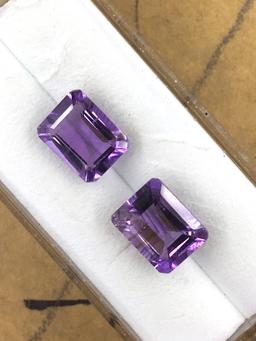 Amethyst Emerald Cut Matched Set 4.28 ct