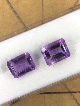 Amethyst Emerald Cut Matched Set 4.84 ct