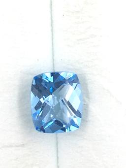 Cushion Checker Natural Blue Topaz 3.19 ct