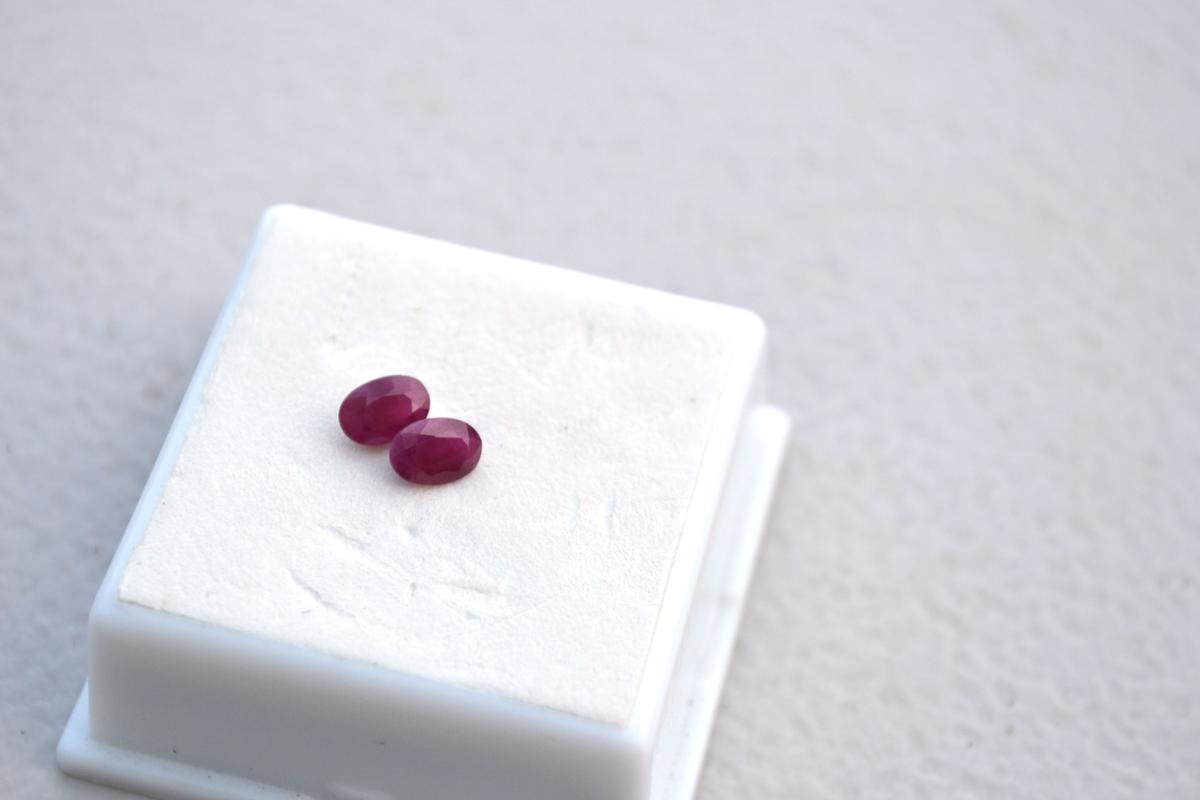 1.29 Carat Matched Pair of Oval Cut Rubies