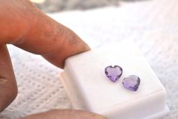 2.21 Carat Matched Pair of Fine Amethyst Hearts